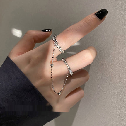 Womens Fashion Textured Chain Open Ring