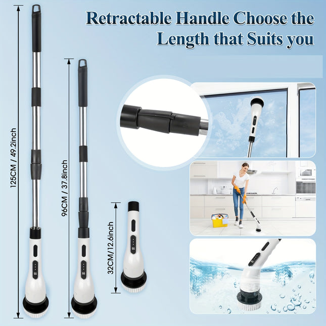 9-in-1 Multifunctional Electric Cleaning Brush Set - Rechargeable Bathroom Brush