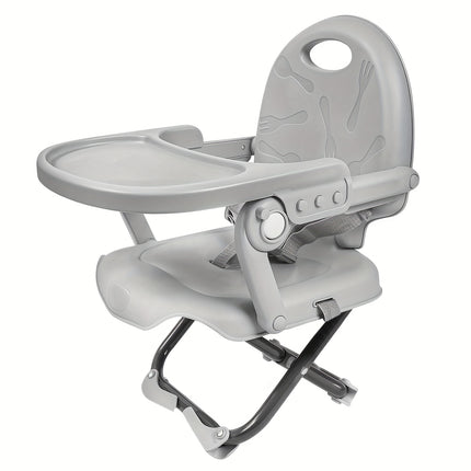 Tray  Portable Travel Dining Chair for Kids, No Assembly Needed, Durable PP Material, Grey, Indoor & Outdoor Use,