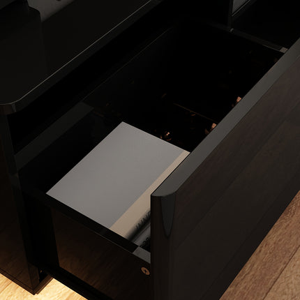 70.8'' W Modern LED TV Stand for Up To 75'' TVs | Media Console with 4 Drawers & Glossy Surface,