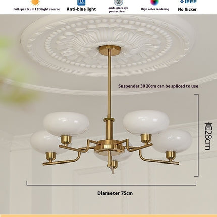 Living Room Chandelier Retro Cream Bedroom Dining Room Lamps