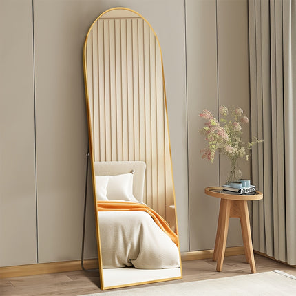 Mirror with Stand - Aluminum Alloy Thin Frame Floor Standing, Leaning or Wall-Mounted, 2 Sizes,