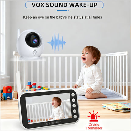 720P Monitor with Camera & Audio | 12-in-1: Infrared Night Vision, Two-Way Talk, Temperature Alert,