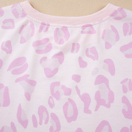 Pink Leopard Two Piece Top and Pants Set