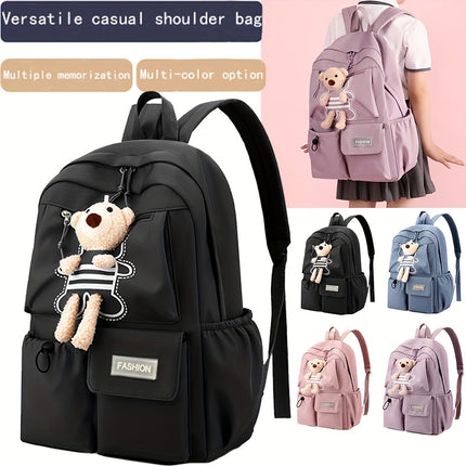 Unisex Backpack School Bag with Adjustable Straps, Multiple Compartments & Zipper Closure,