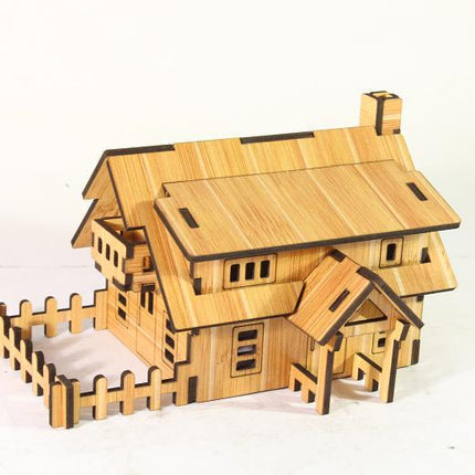 Wooden 3D Stereo Puzzle Small House Building Assembly Model DIY Ornaments