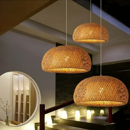 Bamboo Woven Lampshade for Traditional Chinese Style Dining Room, Tea House