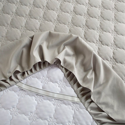 Quilted Fitted Sheet Dust Cover Bed Skirt Fitted Sheet Solid Color