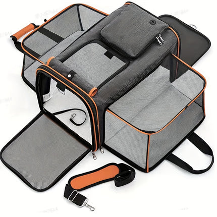Dog Cat Pet Carrier Bag Foldable Travel Dog Carrier Airline Approved, Two Side Expandable Pet Carrier Backpack Pet Travel Carrier For Cats Dogs Puppy
