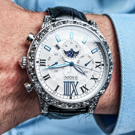 Luxury Vintage Relief Men'S Watch Case Featuring a Sophisticated Design with Automatic Mechanical Movement,