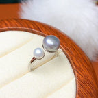 Silver Gray Bead Ring
