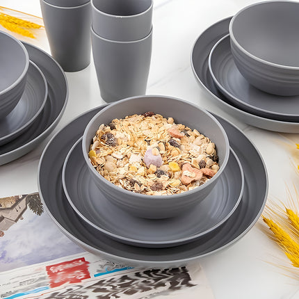 4/16/32pcs Plastic Cutlery Set for Kitchen, Includes Dinner Plates, Dessert Plates, Bowls, and Cups,