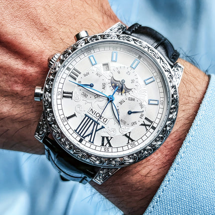 Luxury Vintage Relief Men'S Watch Case Featuring a Sophisticated Design with Automatic Mechanical Movement,