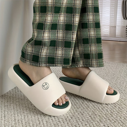 2 pcs Cartoon Dog Couple Color-Blocked Slippers Are Comfortable, Soft, Thick-Soled,