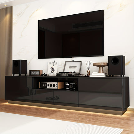 70.8'' W Modern LED TV Stand for Up To 75'' TVs | Media Console with 4 Drawers & Glossy Surface,