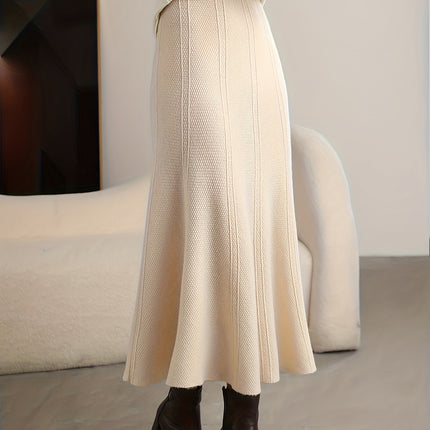 A Half-Length Skirt, Wool Skirt, Golden Ingot Stitch, Top, Stylish And Minimalist, Pleated Skirt, Wool Sweater