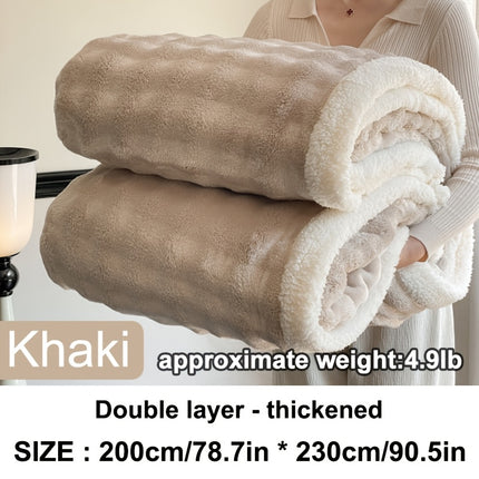 1pc Large Size Double Layer Thickened Blanket/Quilt for Winter Bed Faux Rabbit Fur Flannel Blanket