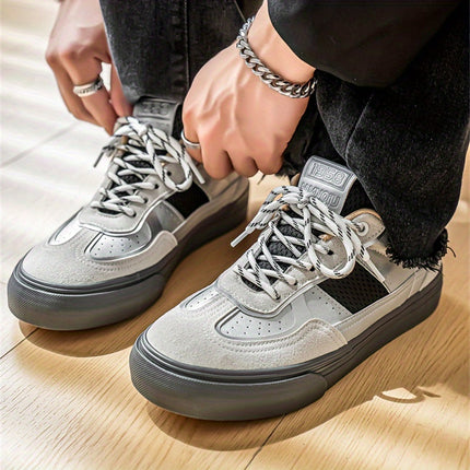 Men'S Retro Low-Top Sneakers - White & Green Accent Lace-Up Shoes with Golden-Tan Sole