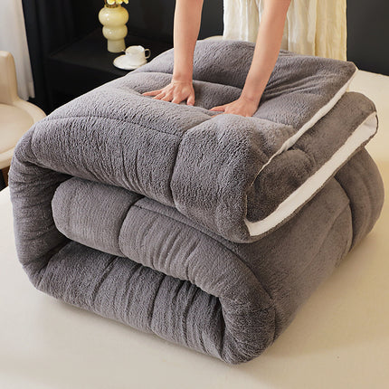 1pc Thickened Soft Plush Comforter - Warm and Comfortable Double-Sided Fleece Design Thick Quilt
