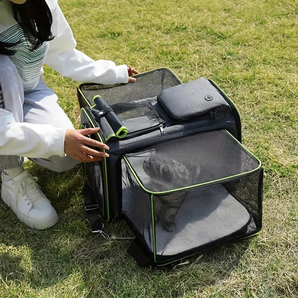 Dog Cat Pet Carrier Bag Foldable Travel Dog Carrier Airline Approved, Two Side Expandable Pet Carrier Backpack Pet Travel Carrier For Cats Dogs Puppy
