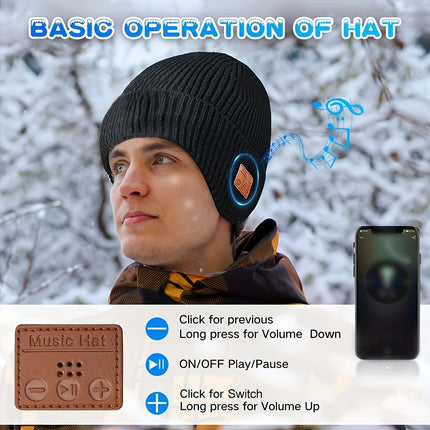 Wireless Beanie Hat With Headphones, Built-in Microphone And Stereo Speakers