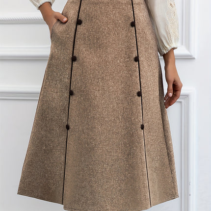 Elegant Women'S A-Line Skirt - Polyester Blend with Elastane, Solid Color, Regular Length