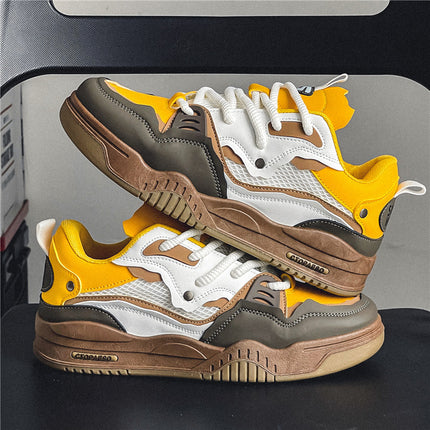 Men'S Fashionable and Versatile Casual Flat Sports Shoes Microfiber Upper, PVC Sole, Lace Closure,