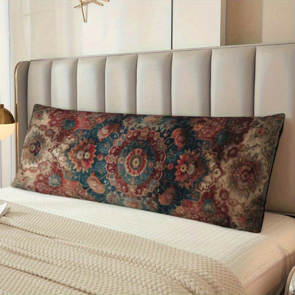1pc Vintage-Inspired Floral & Geometric Full-Body Pillow, 50x150cm - Ultra-Soft Polyester Fabric
