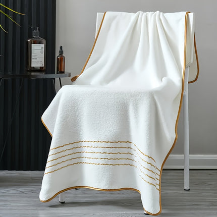 2pcs Modern Striped Coral Fleece Bath Towel and Hand Towel Set, Highly Absorbent