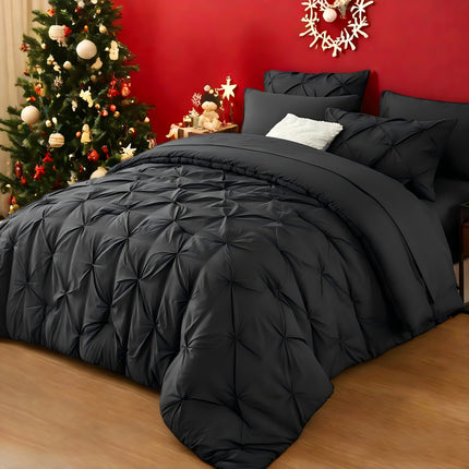 5/7pcs Luxury Bedding Set - Ultra-Soft Fluffy Fiber Fill, All-Season Queen Size Bed Comforter, Flat Sheet