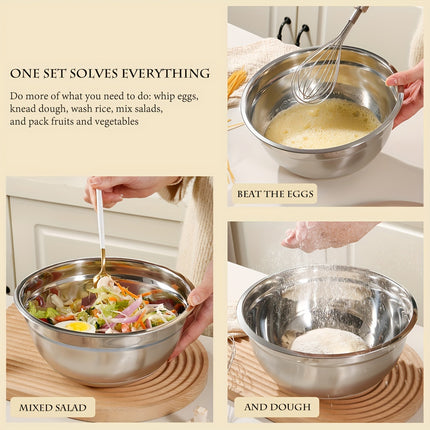 Stainless Steel Non-Slip Silicone Bottom 6pcss Mixing Bowl Set with Sealing Lid And 3 Grater Attachments