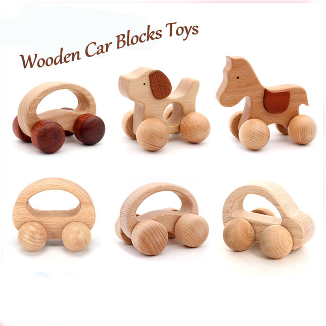 Baby Dog Shape Ecofriendly Wooden Car Infant Cartoon Animal Puzzle Toys Child Learning Educational Blocks DIY Craft