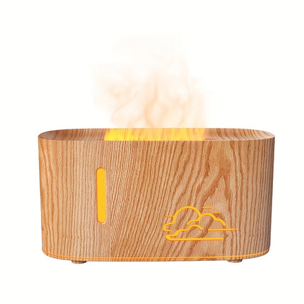 1pc 3D Flame Effect Night Light & Air Humidifier with Essential Oil Diffuser, Sleep-Enhancing Glow
