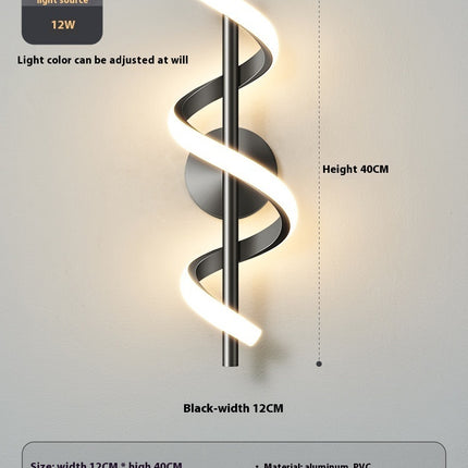 Bedroom Bedside Wall Lamp Creative Minimalist Spiral Corridor Aisle Hallway Lamp