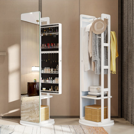 360° Swivel Jewelry Armoire - Rotatable Full Length Mirror With Jewelry Storage,