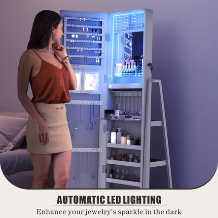 360° Swivel, Full-Length Mirror, Standing Lockable Organizer with Ample Storage