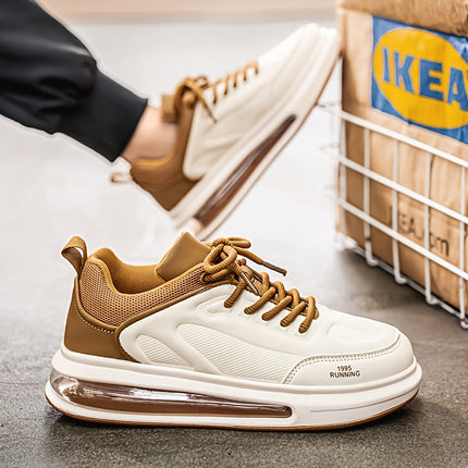 Men's Low-Top Sneakers - PU Upper & Rubber Sole, All-Season Lace-Up Casual Shoes