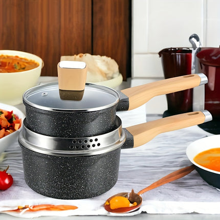 Pots and Pans Set with Lids, Granite Stone Cookware Sets Suitable for Gas, Electric,