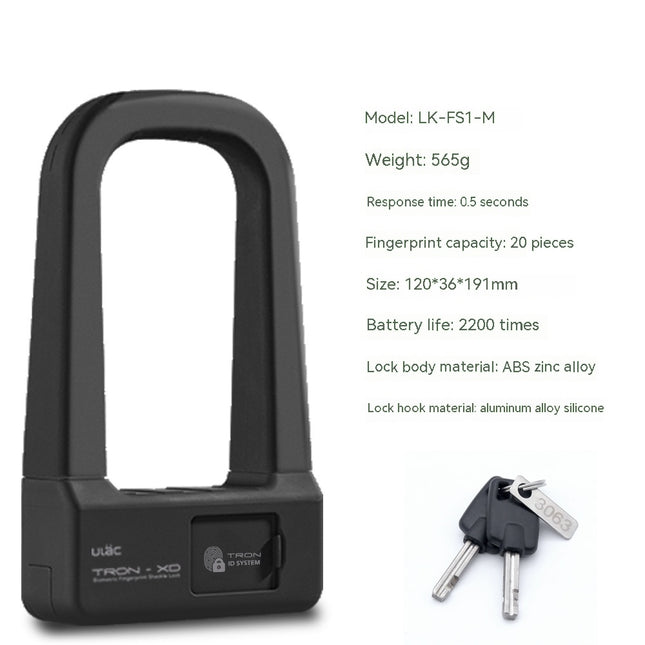 Bicycle Motorcycle Fingerprint Alarm Lock U-shaped