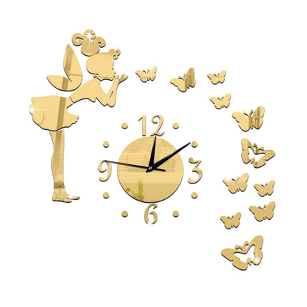 Mirror Wall Clock Stars Living Room Bedroom Personality Background Wall Clock