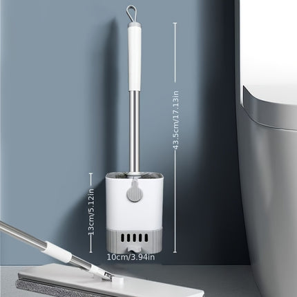 Wall-Mounted Toilet Brush Set with Long Handle - Flexible, No-Dead-Corner Design