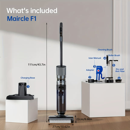 Vacuum Cleaner, Lightweight Cordless Floor Washer With Voice Assistance, LED Screen