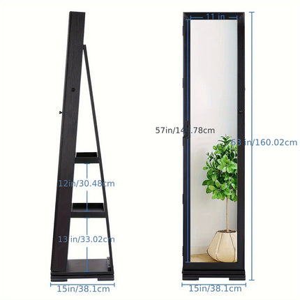 360° Rotating Jewelry Cabinet With Taller Full-length Mirror