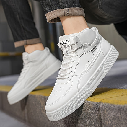 Men'S White Low-Top Sneakers - Casual Skate Shoes with Lace-Up Closure,