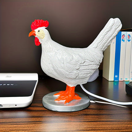 1pc Rustic Rooster Table Lamp, Resin Animal Theme Desk Light with Encaustic Finish,