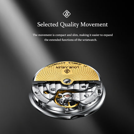 Men'S Automatic Mechanical Watch with Hollow Dial, Roman Numerals, and Calendar Self-Winding