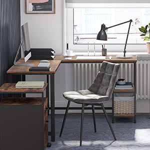 VASAGLE Computer Desk, L-Shaped Corner Desk, Gaming Desk, Workstation with 2 Storage Shelves for Home Office, Space-Saving