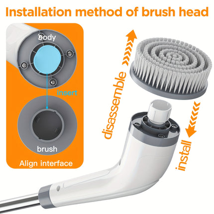 FLZH Electric Spin Scrubber | Dual Adjustable Speeds, Cordless, Portable with 7 Replaceable Brush Heads for Floor, Bathroom, Tub, Tile
