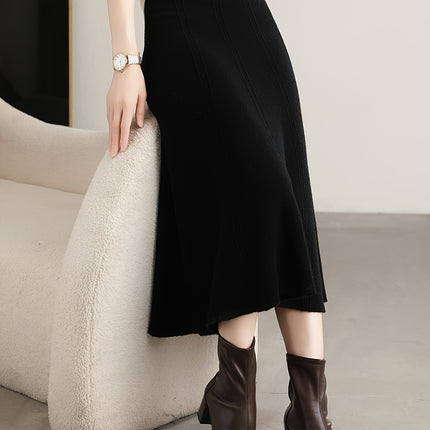 A Half-Length Skirt, Wool Skirt, Golden Ingot Stitch, Top, Stylish And Minimalist, Pleated Skirt, Wool Sweater