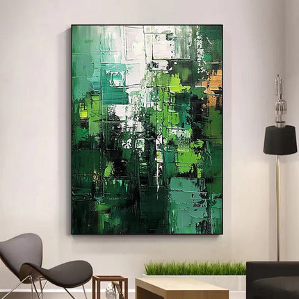 Green Landscape Abstract Handmade Painting Large Wall Art Green Minimalism Texture Hand Painted Painting Green Canvas Home Decor